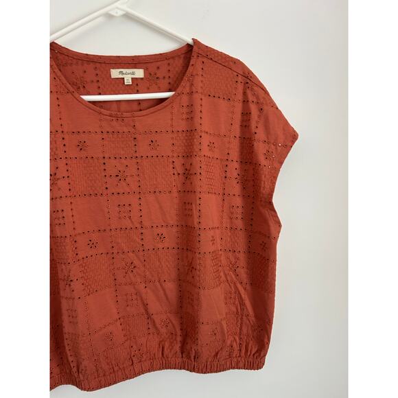 Madewell Women's Per Se Eyelet Top - Orange - Size XL - Picture 5 of 7